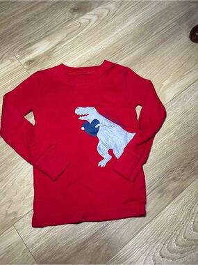 Carter's Red Long-Sleeve Tee with White Dinosaur Holding Navy Heart